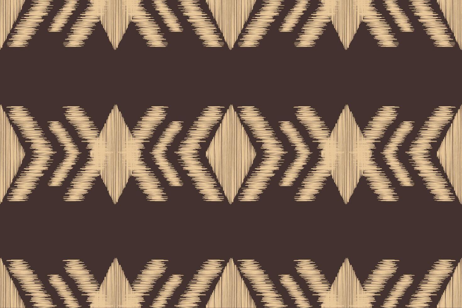Ikat geometry with brown color wallpaper background ethnic pattern decoration. vector