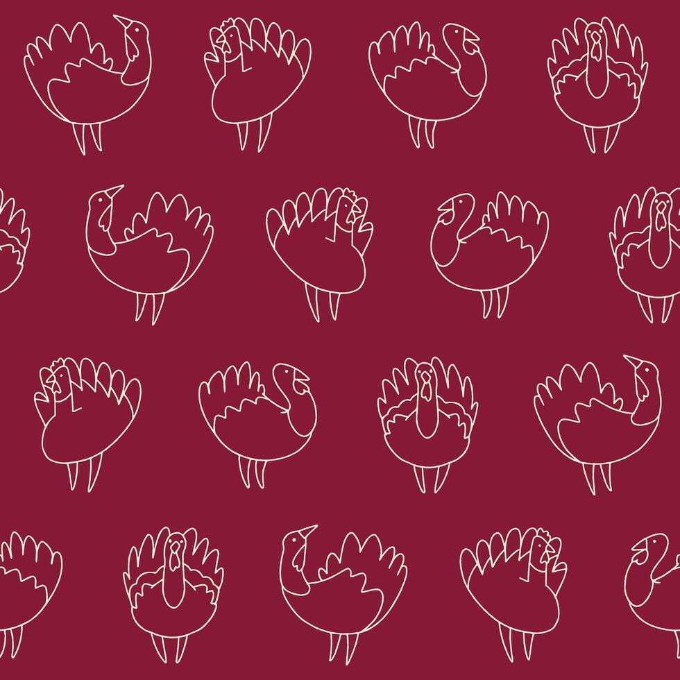 Outline Turkey Seamless Pattern Background for Print Fabric Surface Fashion Wrapping vector