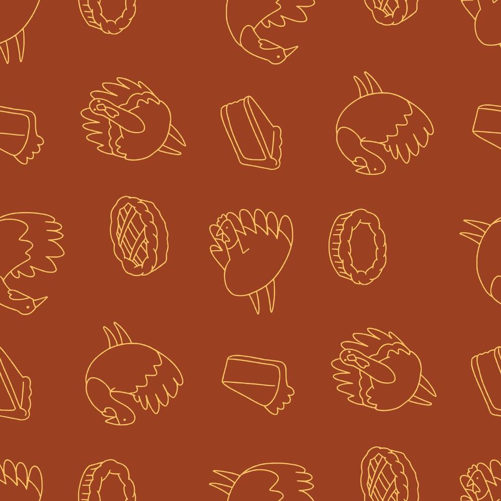 Outline Seamless Pattern of Turkey Animal Pie Background for Fashion Wrapping Print Fabric vector