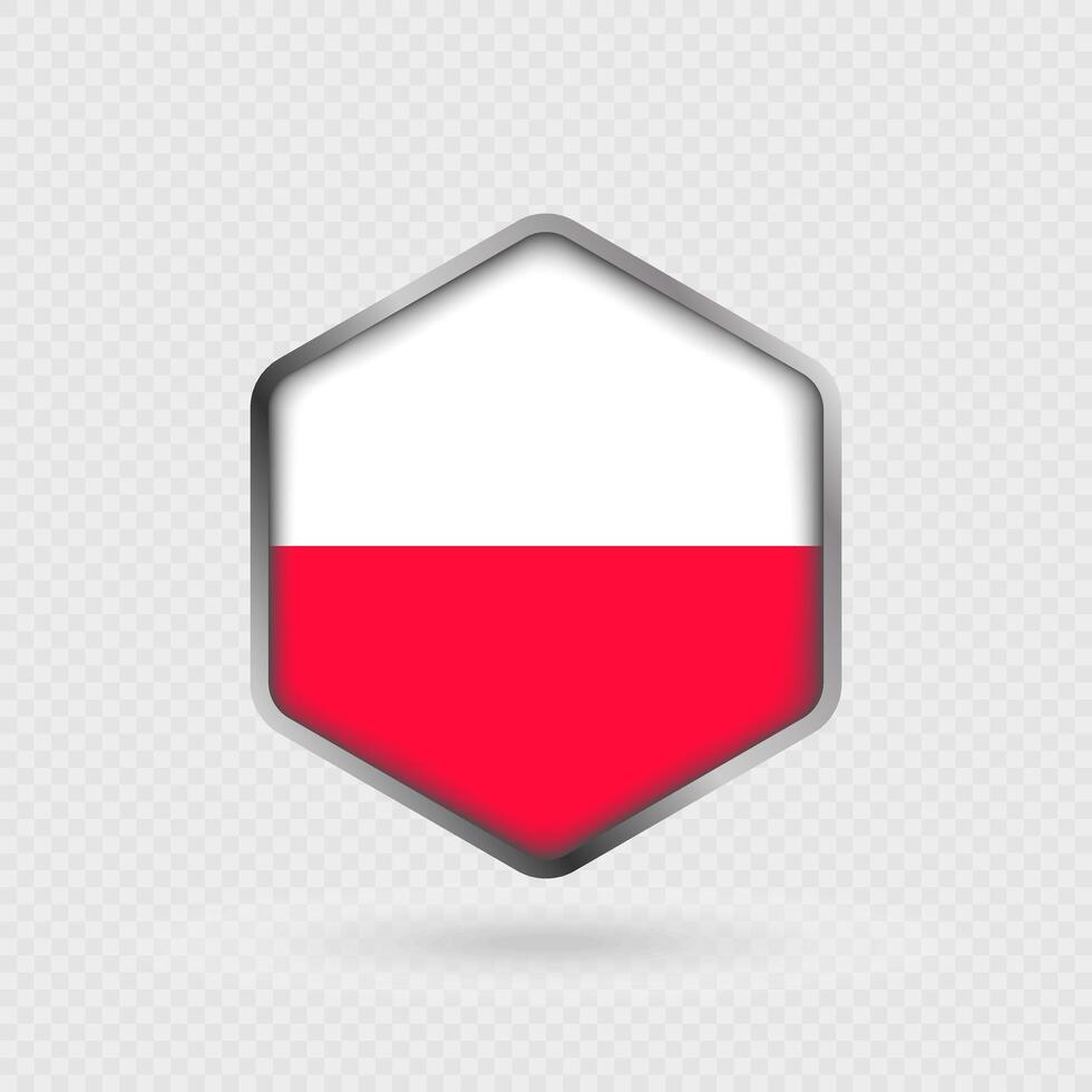 Poland Flag Icon in Hexagon Shape. vector