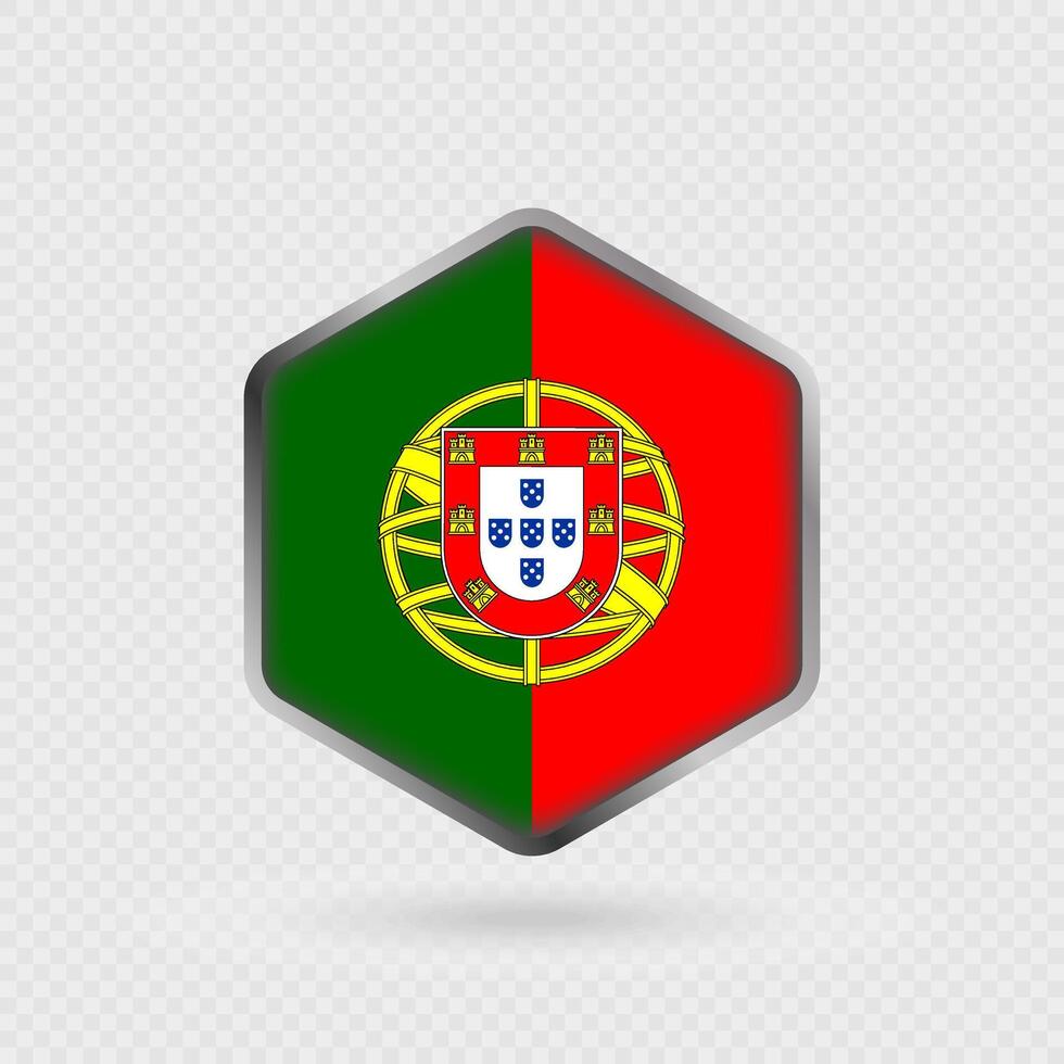 Portugal Flag Icon in Hexagon Shape. vector