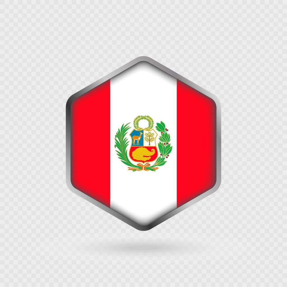 Peru Flag Icon in Hexagon Shape. vector