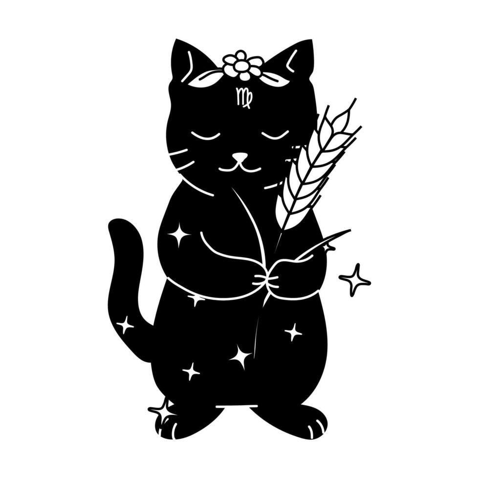 Cat with Virgo Symbol and Astrology Design vector