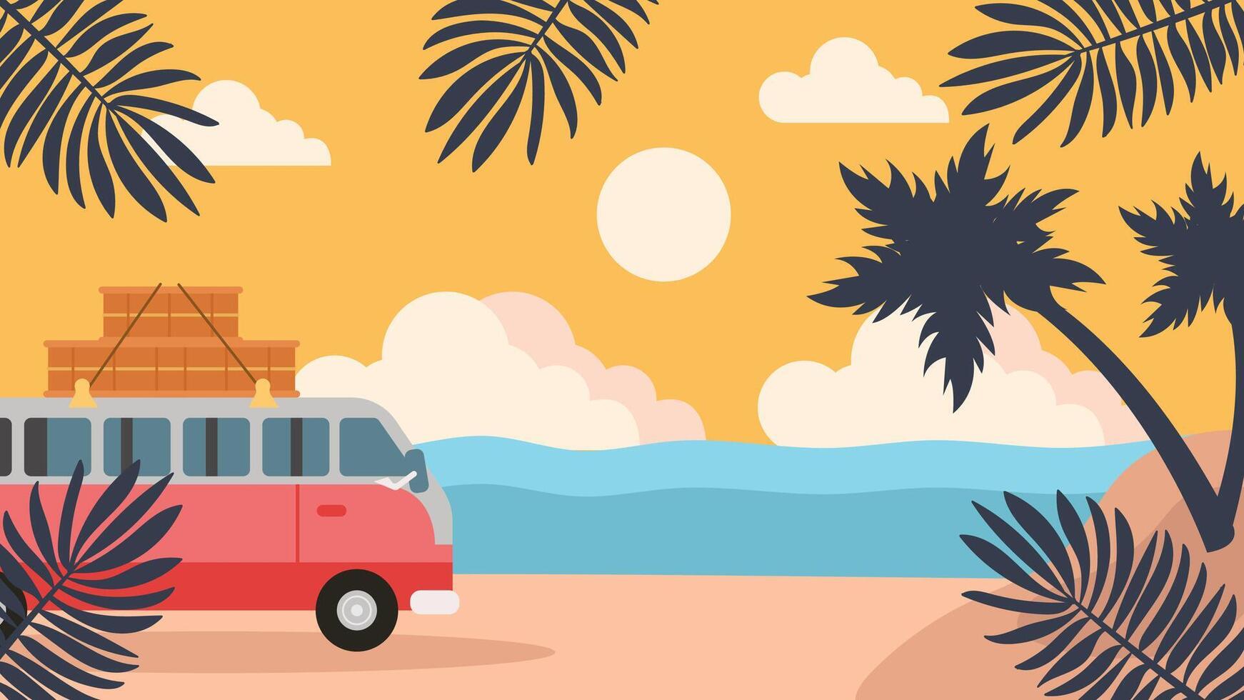 ummer Nature Background with Abstract Shapes and Palm Leaves vector