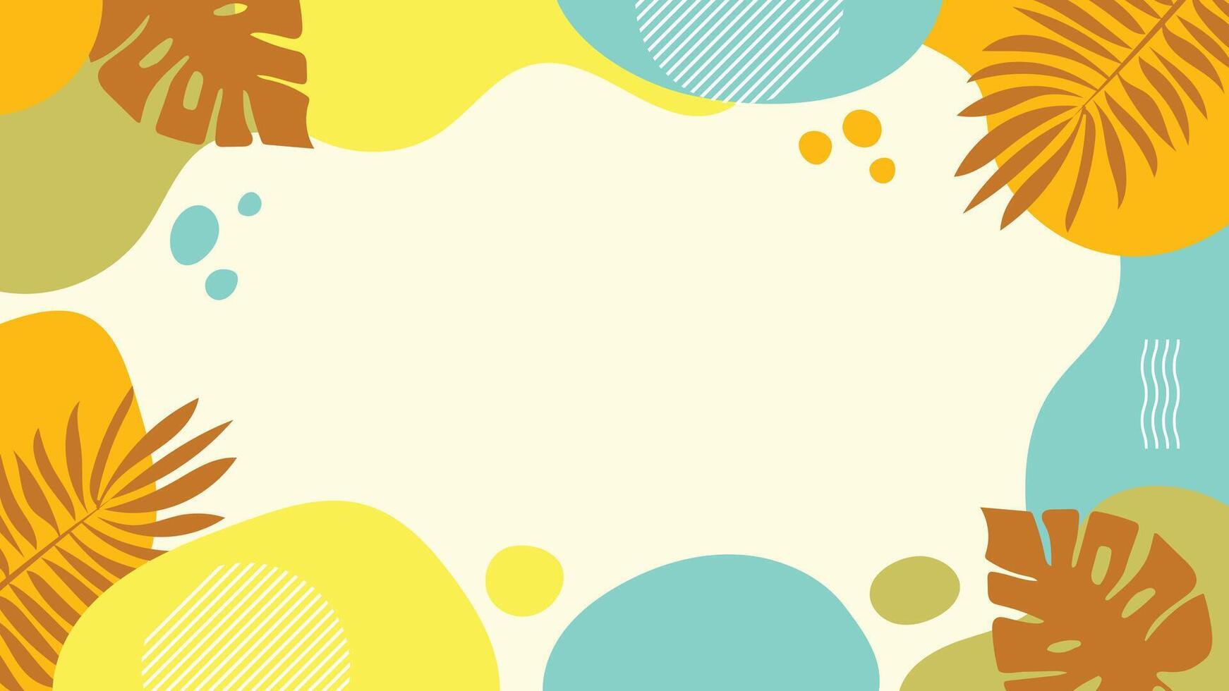 Summer Nature Background with Abstract Shapes and Palm Leaves vector