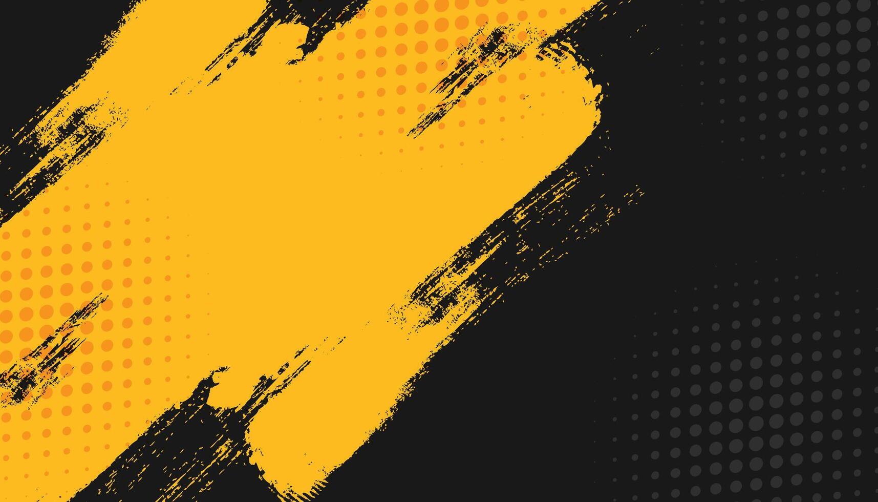 Black and yellow background with grunge and halftone texture background illustration vector