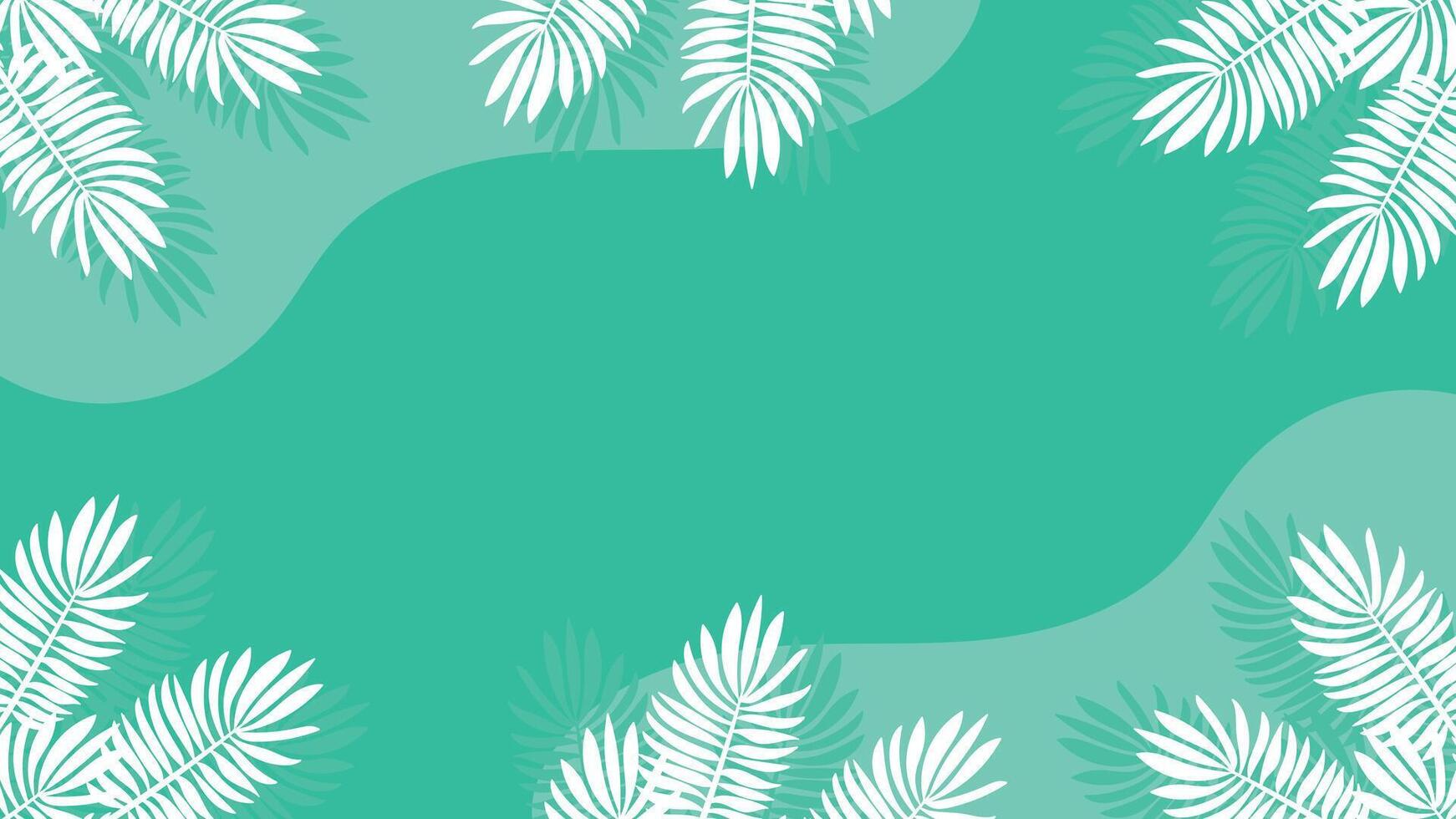 Palm leaves and soft green tones background illustration vector