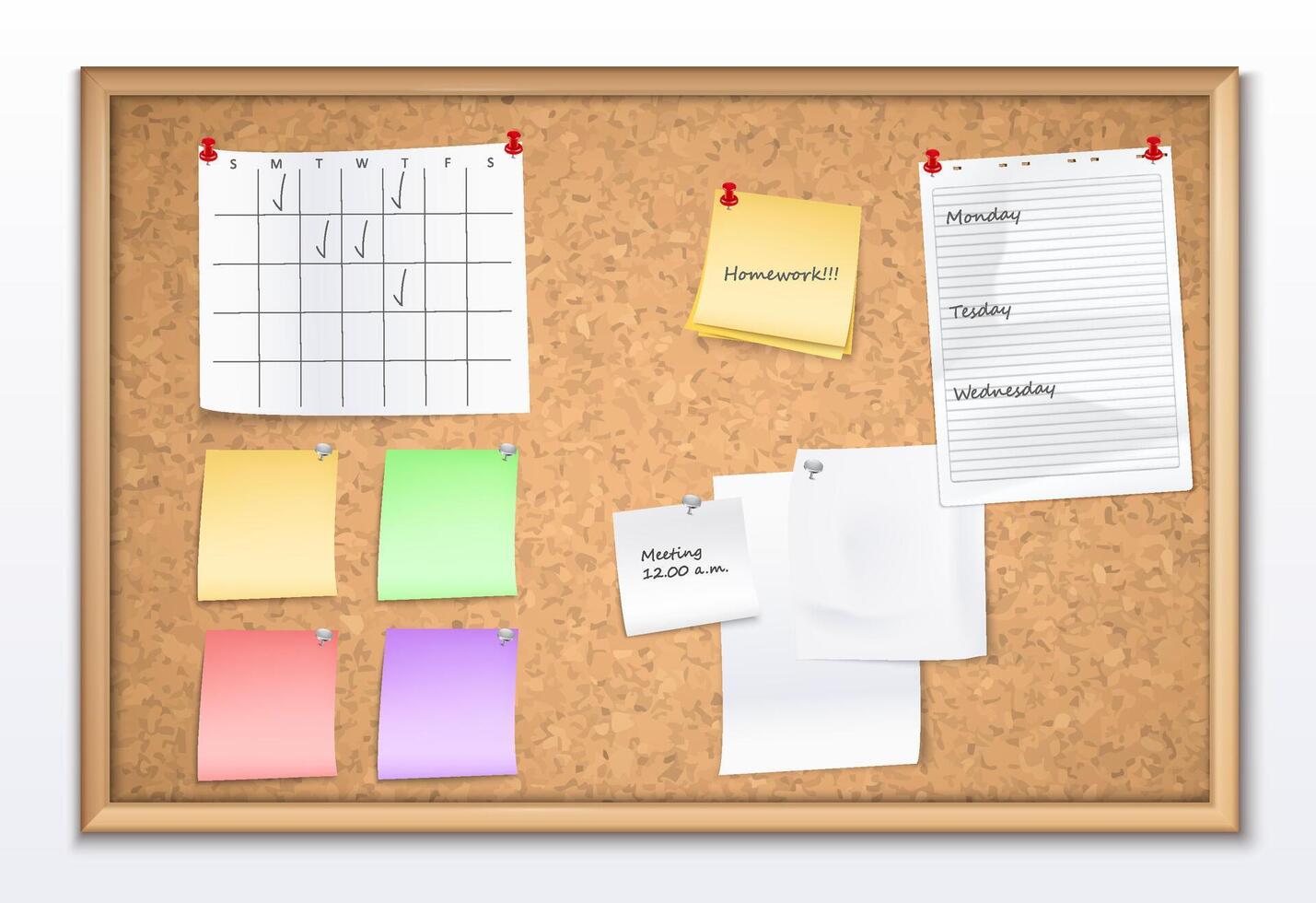 Vision Board Realistic composition with paper notes vector