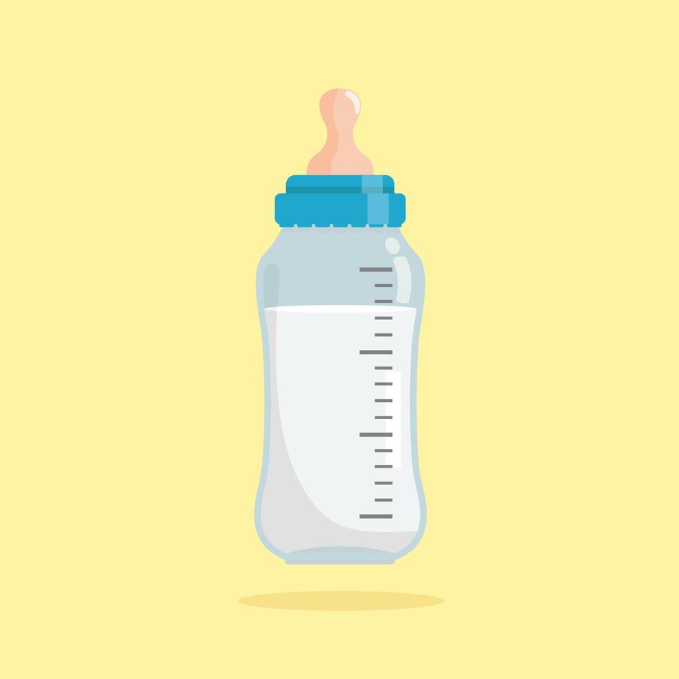 illustration of a baby drinking bottle with milk in it vector