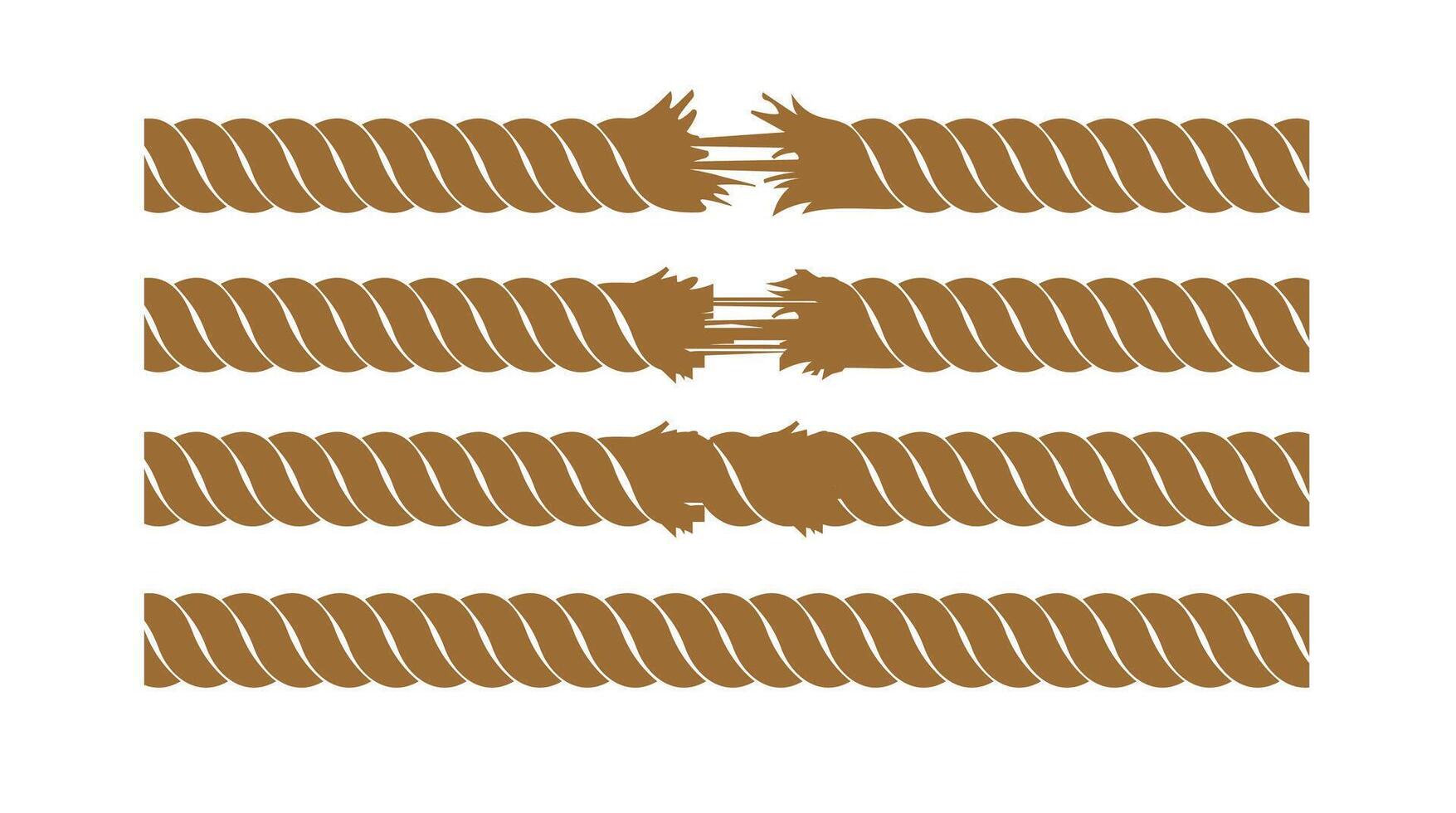 illustration of the process of a broken rope on a white background vector