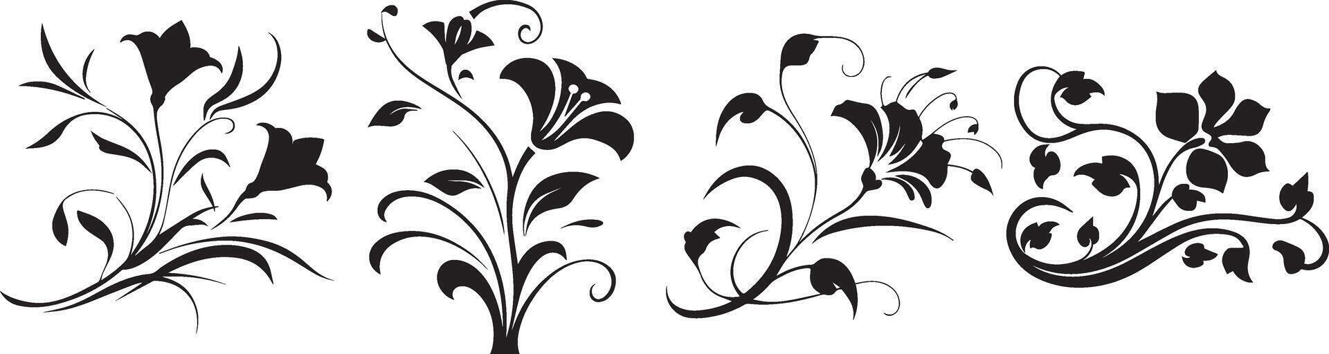 Elegant Floral Swirls and Flourishes Design Set vector
