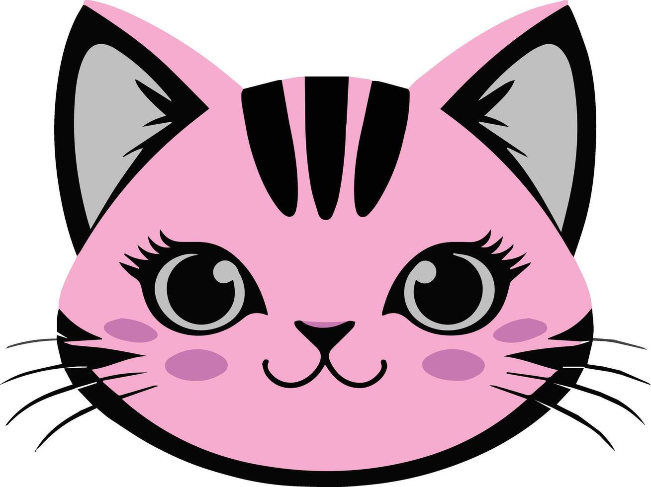 Cute Feline Head Minimalist Graphic Design vector