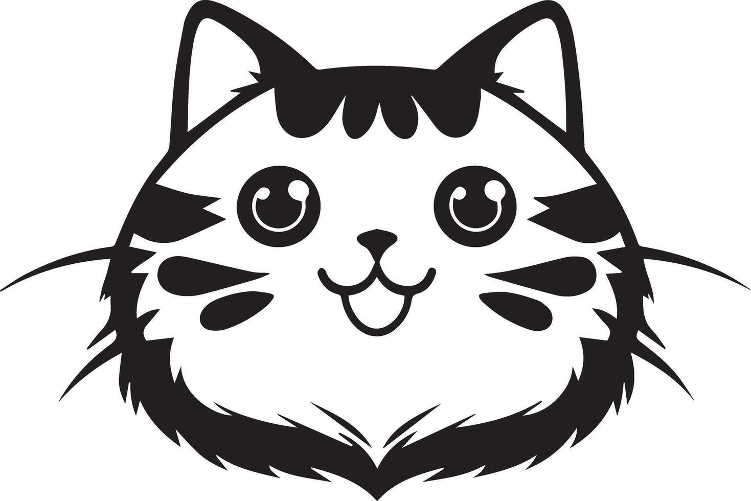 Adorable Kawaii Cat Face Silhouette Art vector