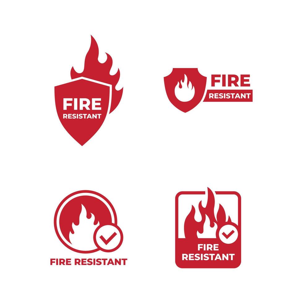 Fire resistant and fire resistant symbols illustration vector