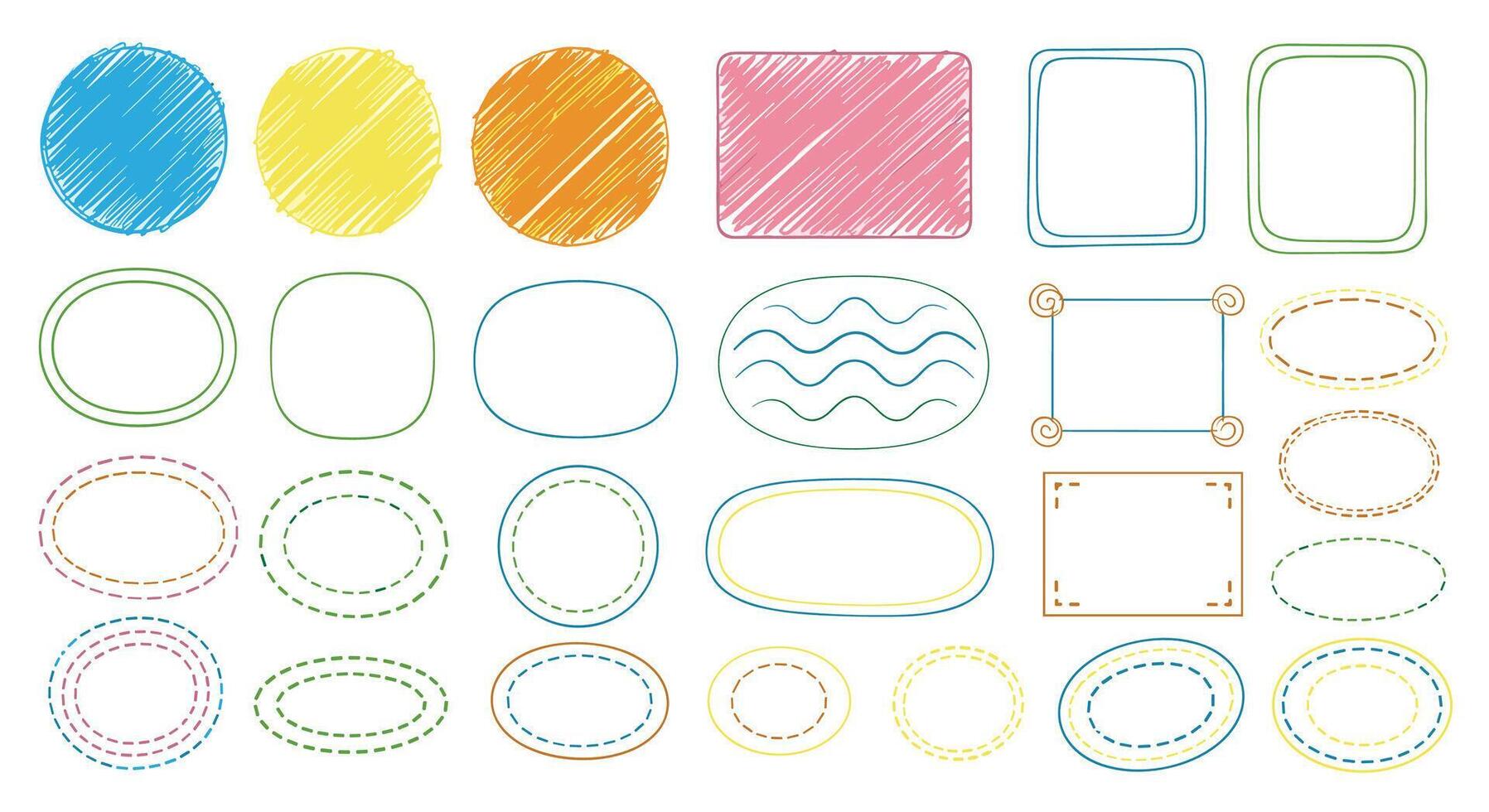 Colorful and Playful Scribbled Shapes Collection for Creative Projects and Designs vector