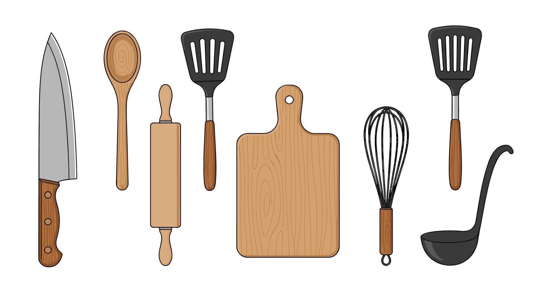 Essential Kitchen Utensils for Cooking and Baking Culinary Delights and Creative Meals vector