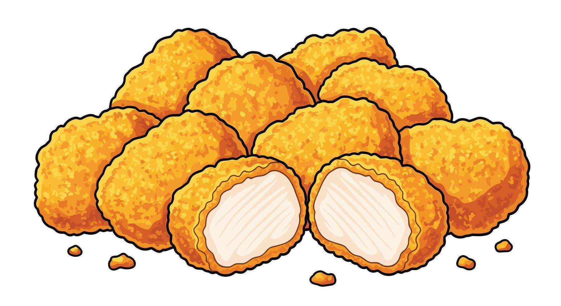 Crispy Golden Chicken Nuggets Delicious Bites of Comfort Food Perfect for Snacking vector