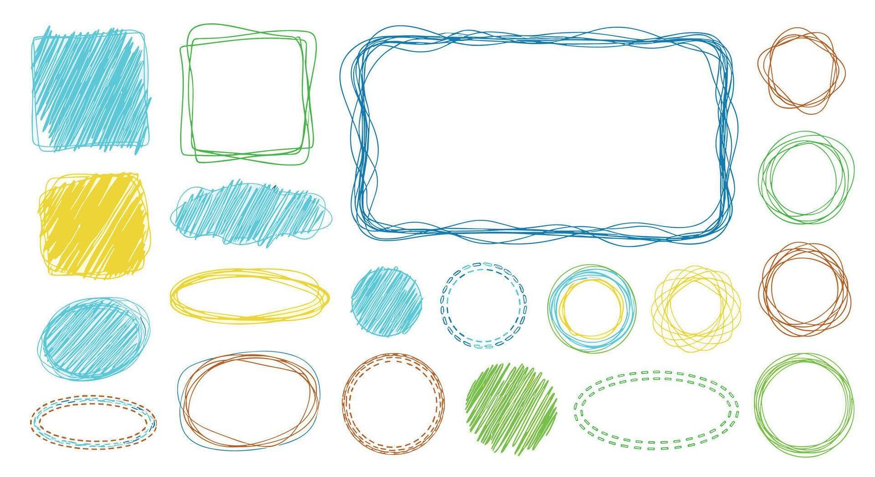 Various Hand Drawn Shapes and Grunge Elements for Graphic Design and Decoration vector