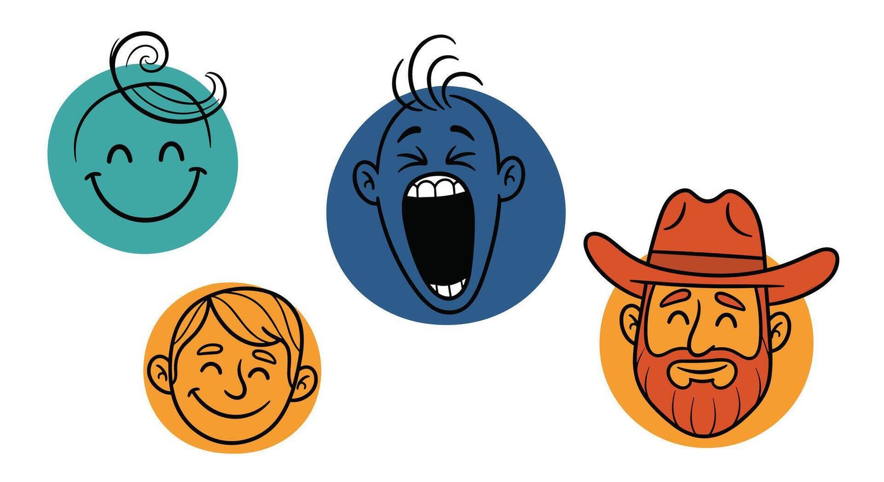 Expressive Cartoon Faces Exploring a Range of Emotions and Facial Expressions in Art vector