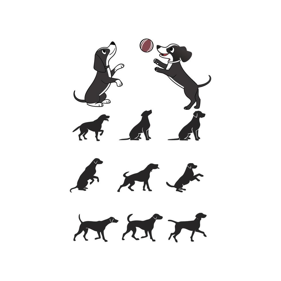 Playful Dog Silhouettes vector