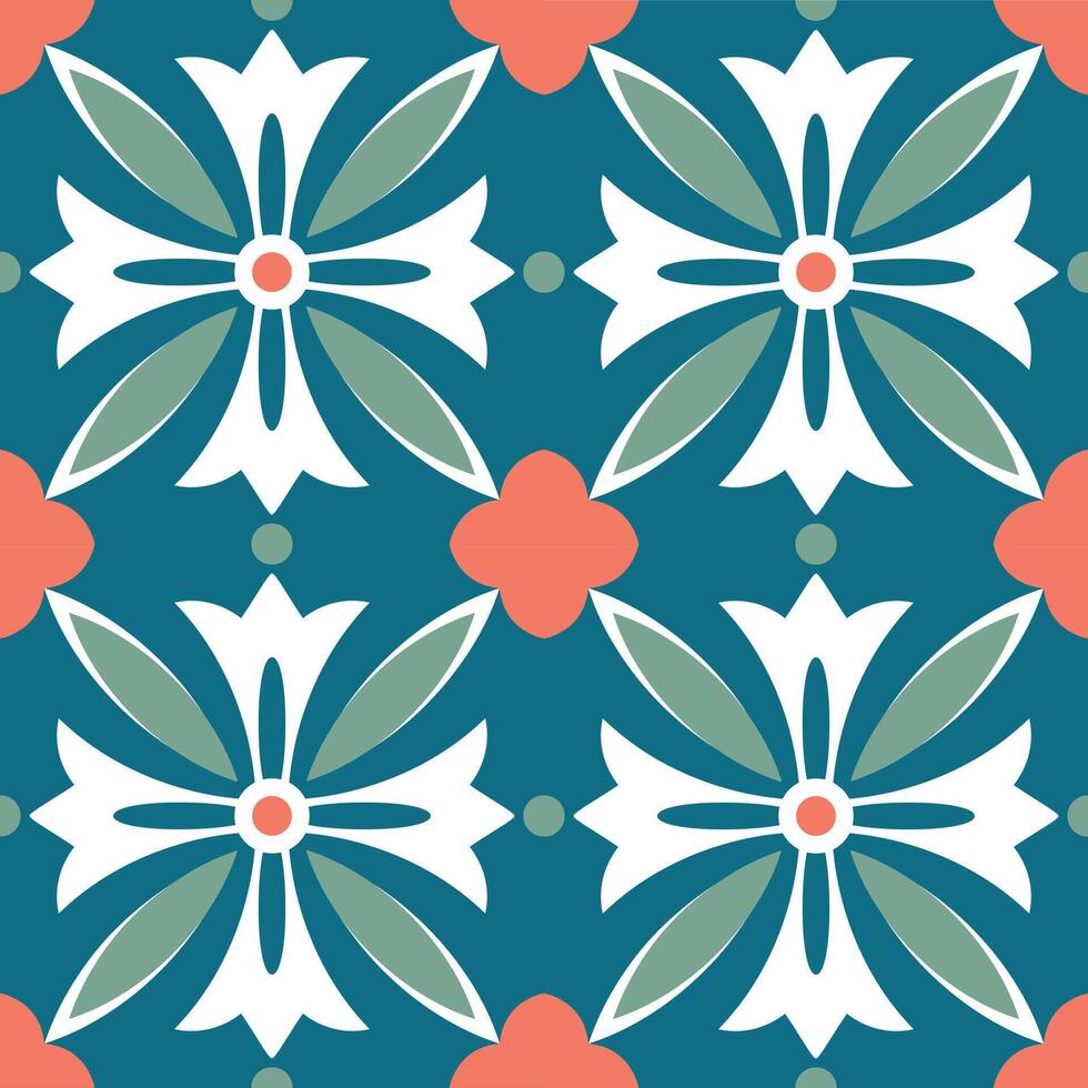Seamless pattern with decorative flowers in retro style. illustration. vector