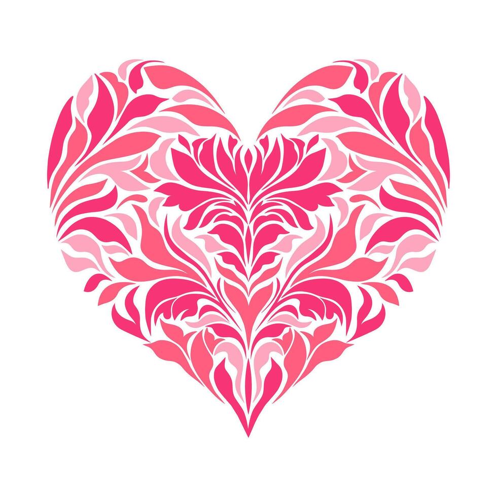 Floral heart in victorian style on white background. vector