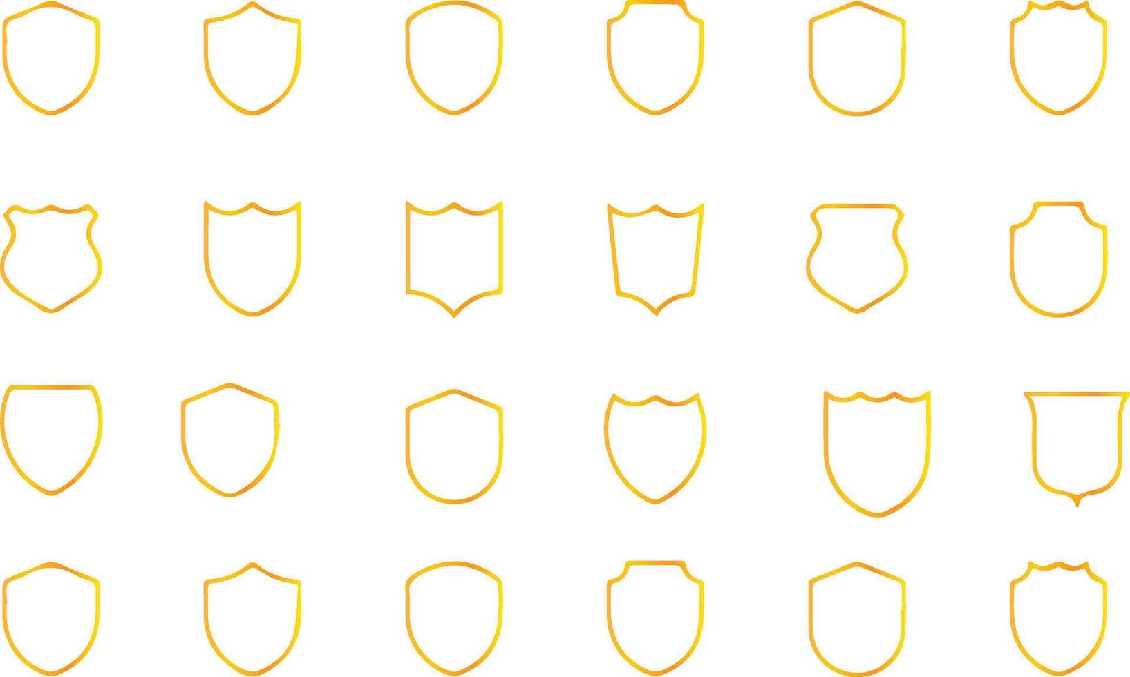 gold colored shields on a white background vector
