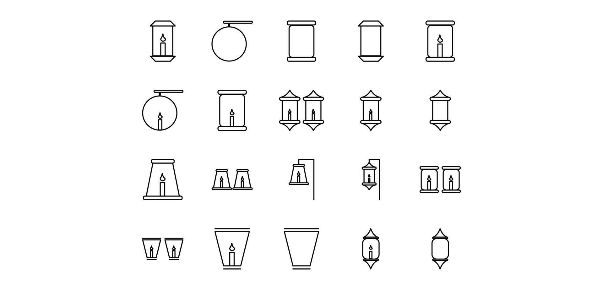 lantern line icon pack illustration vector