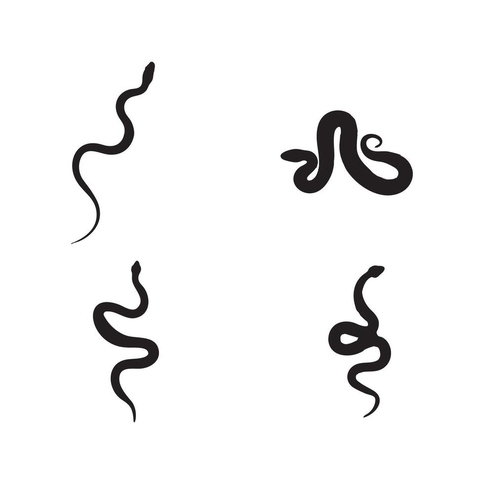 Black Snake Silhouette Set Chinese Zodiac Snake Icon Illustration for Chinese New Year Design on White Background vector