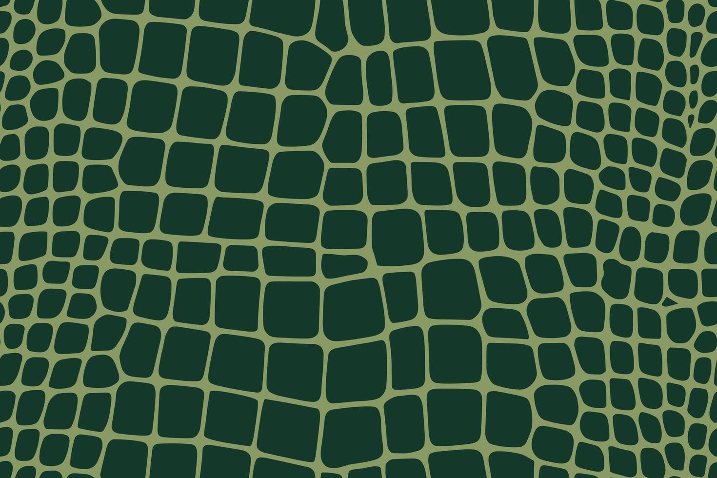 Seamless crocodile skin pattern with irregular dark green scales on light green background vector