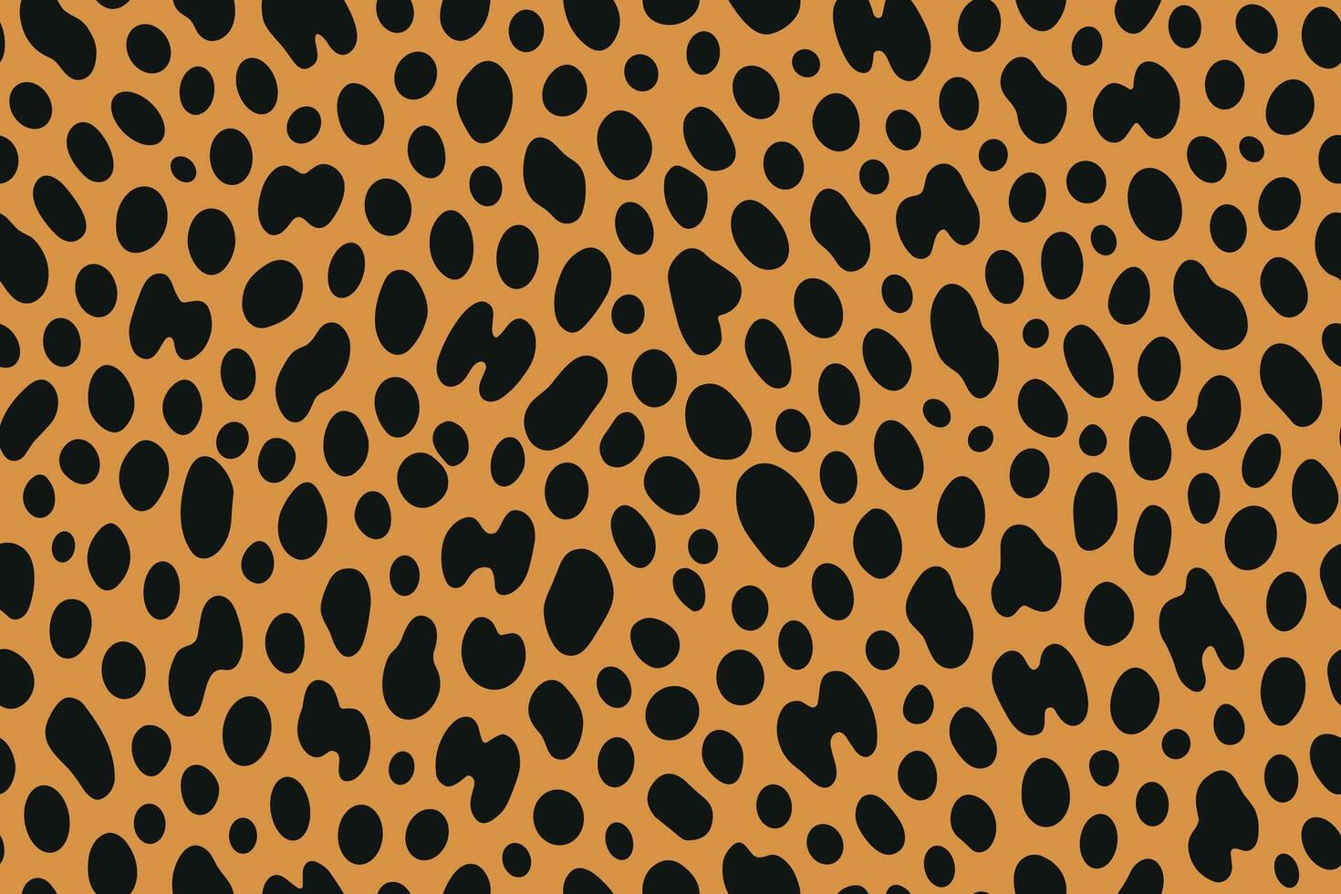 Seamless serval fur pattern with black spots on orange background vector