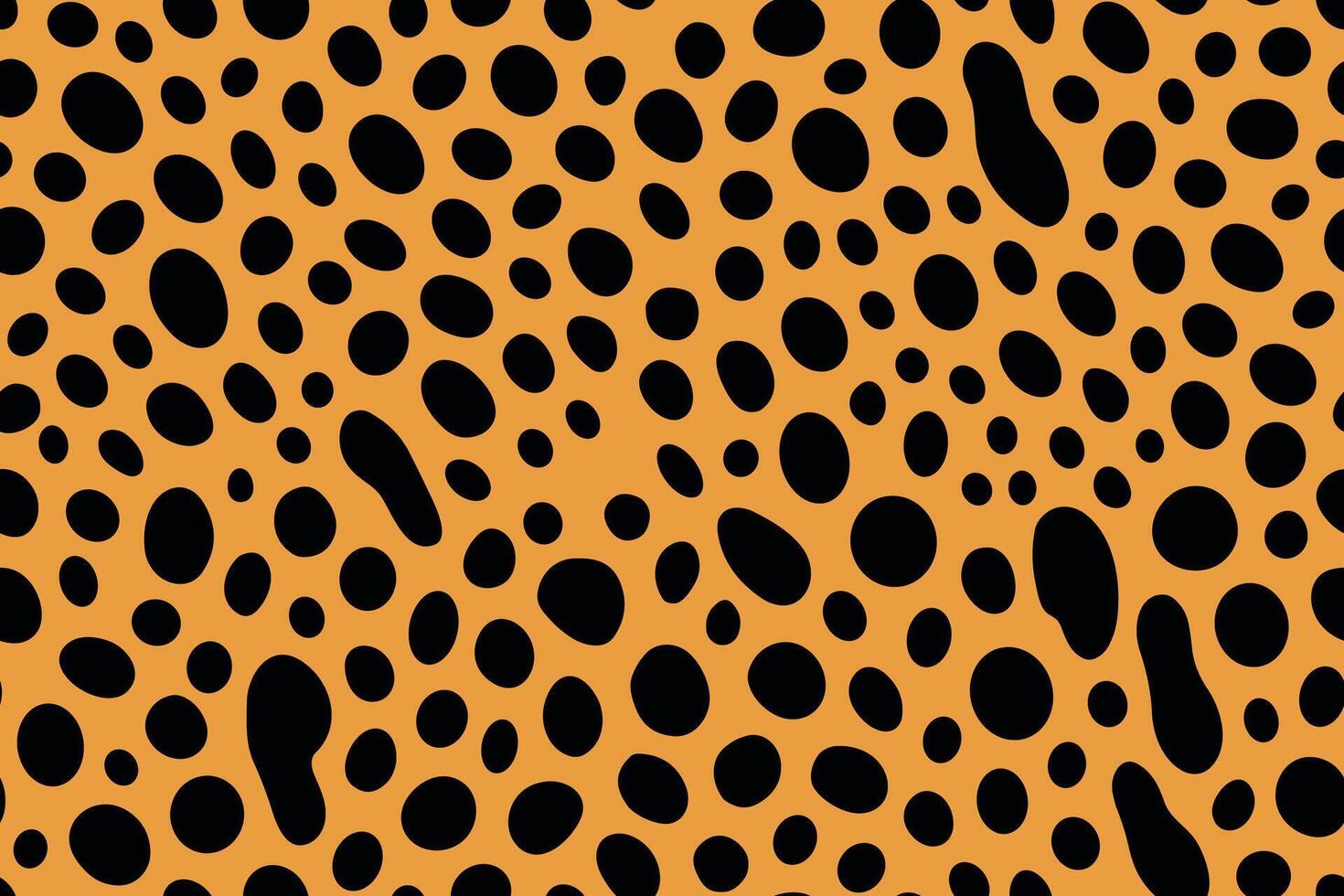 Seamless serval fur pattern with scattered black spots on bright orange background vector