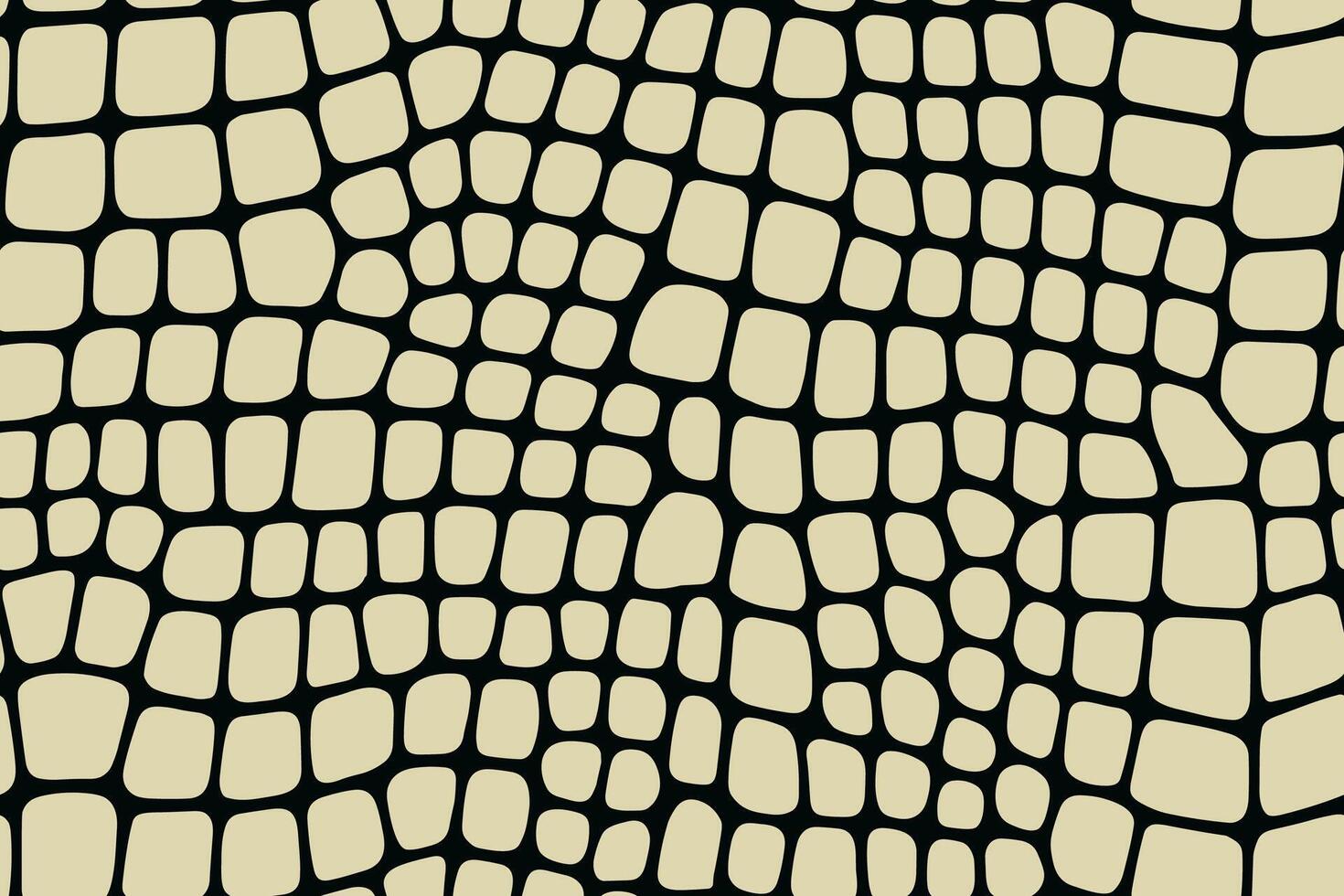 Seamless alligator skin pattern with rounded black scales on beige background vector