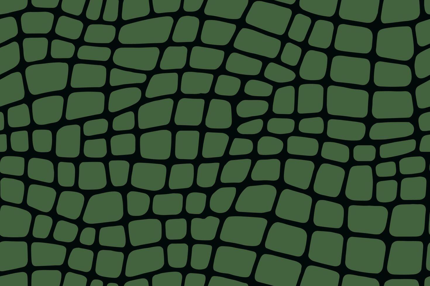 Seamless crocodile skin pattern with dark green irregular scales on green background vector