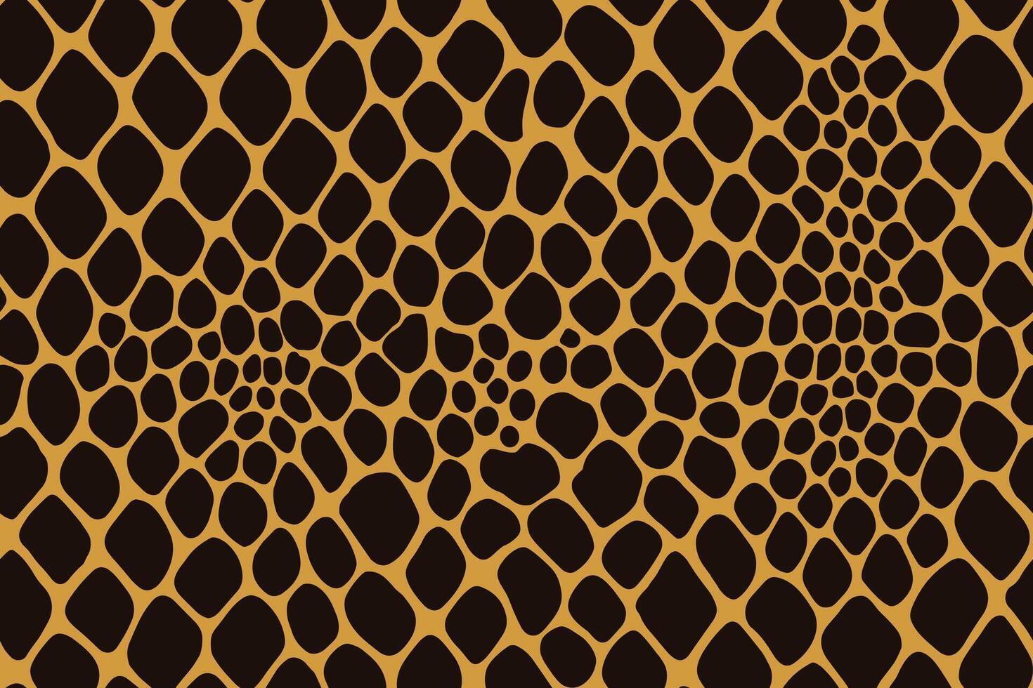 Seamless python skin pattern with large black scales on orange background vector