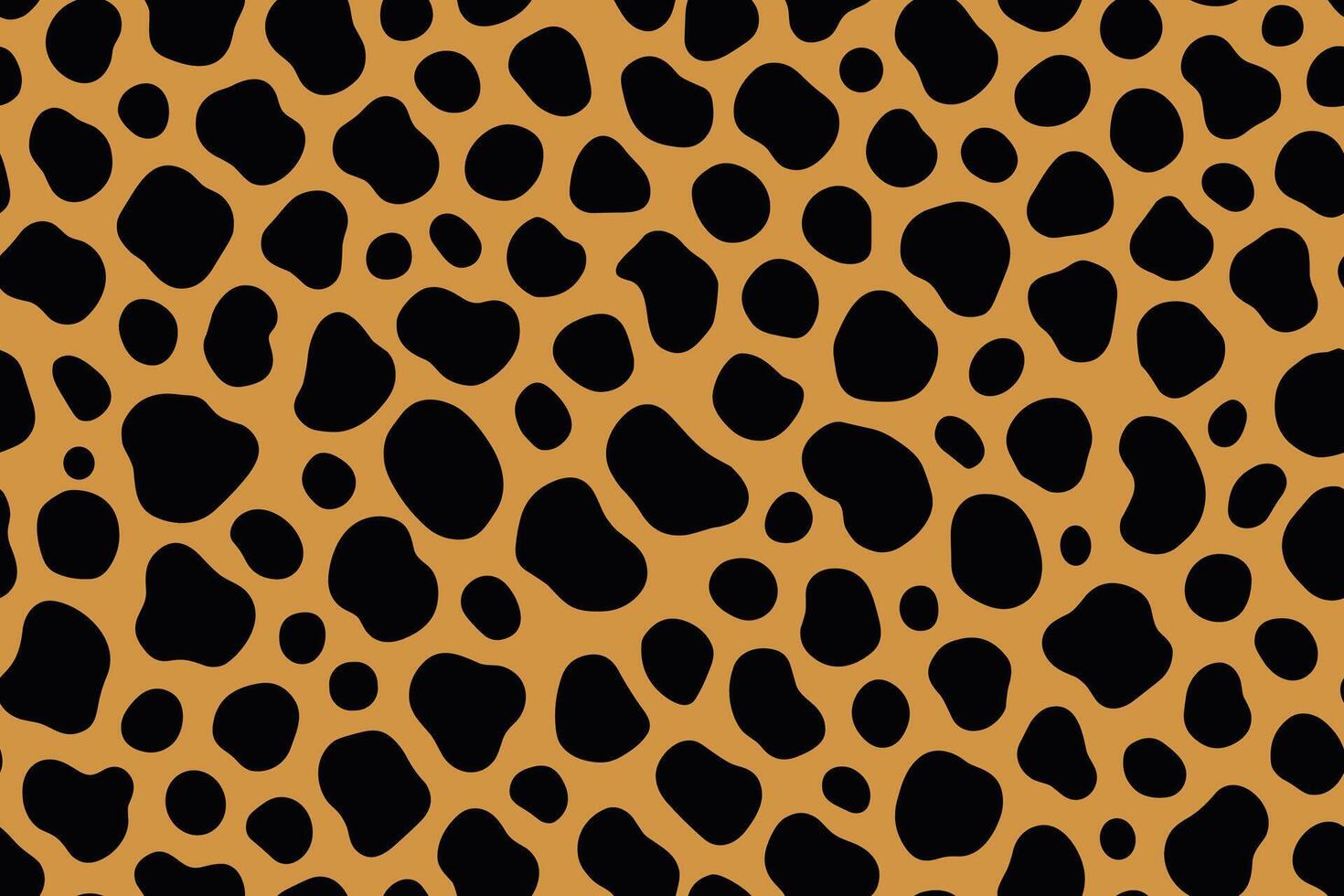 Seamless hyena fur pattern with scattered black spots on orange background vector