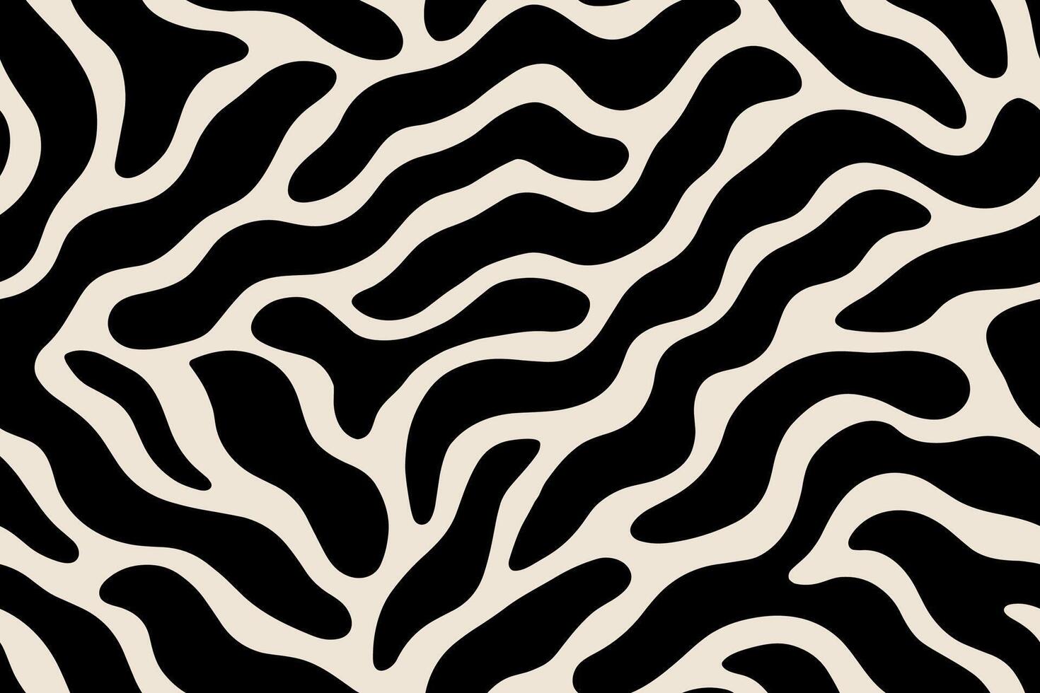 Seamless skunk fur pattern with flowing white stripes on black background vector