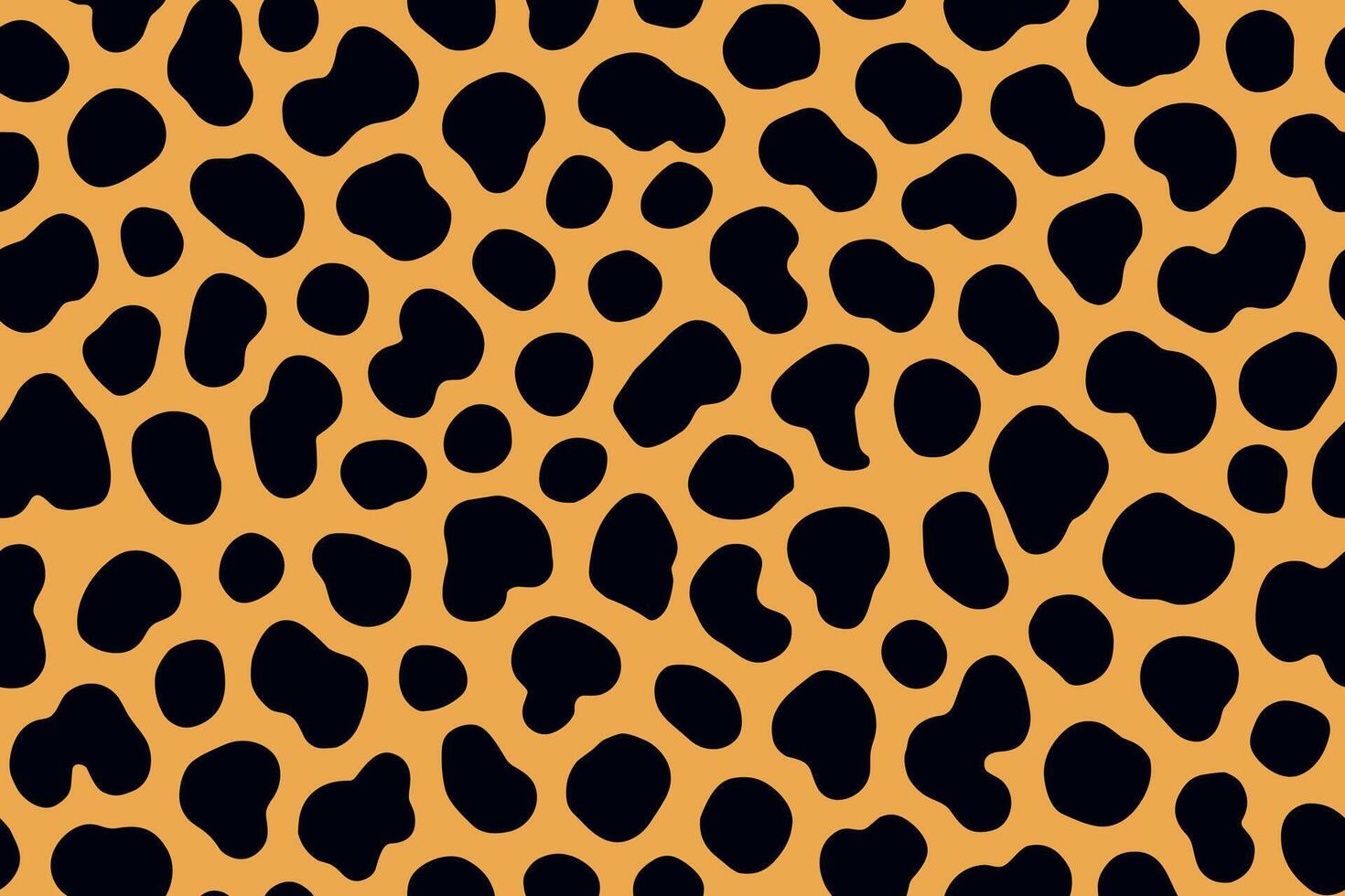 Seamless cheetah print pattern with dense black spots on bright orange background vector