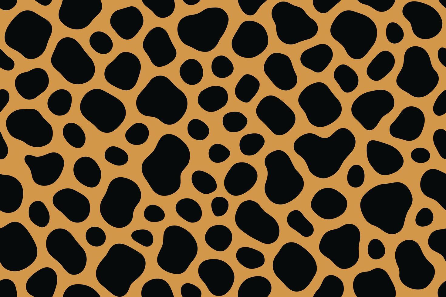 Seamless hyena fur pattern with large black spots on orange background vector