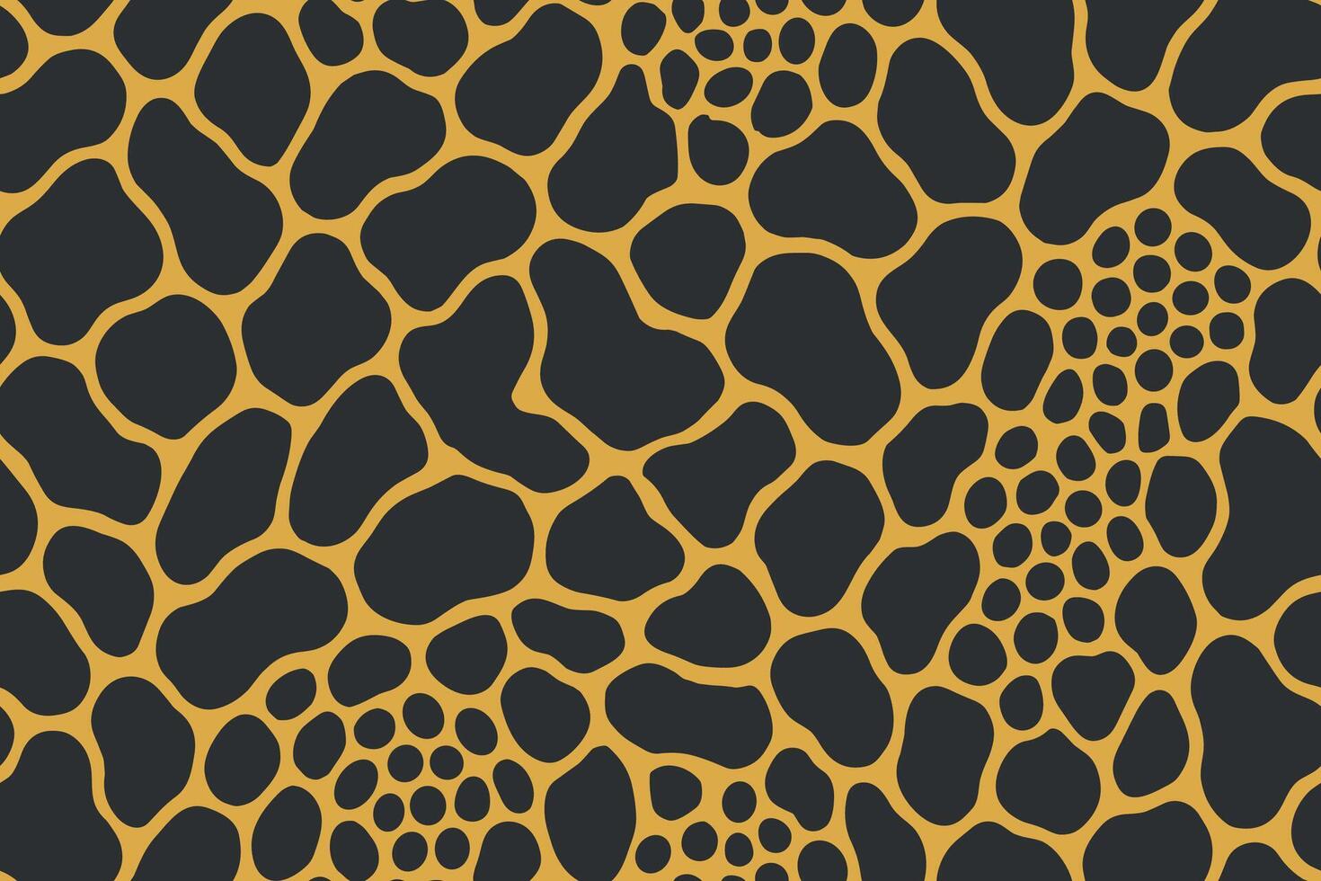Seamless python skin pattern with large irregular black scales on orange background vector