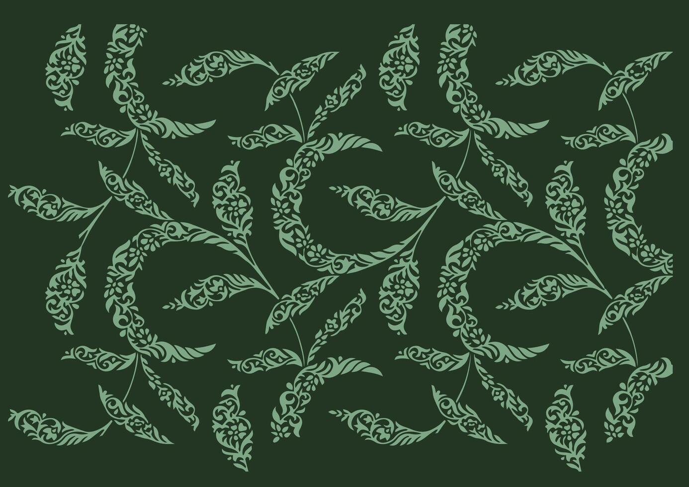 a green floral pattern on a black background vector