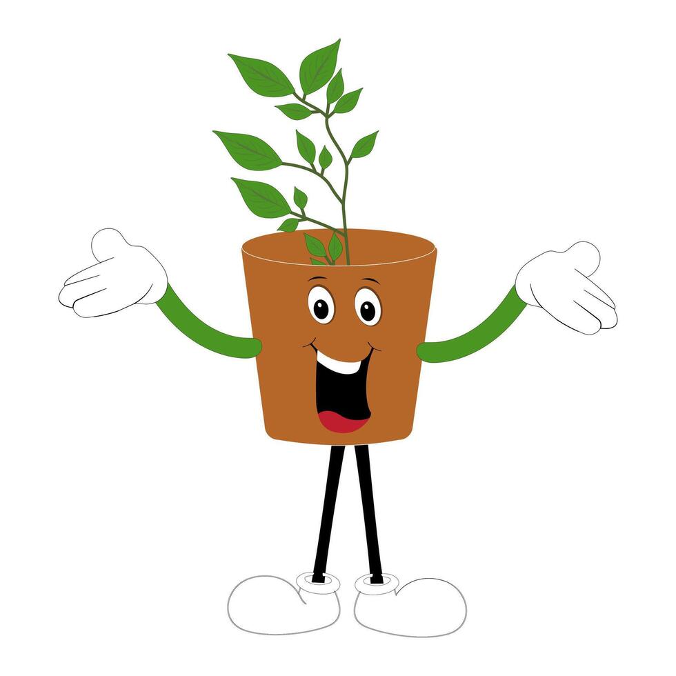 Plant Mascot with Personality Expressive Leaves vector