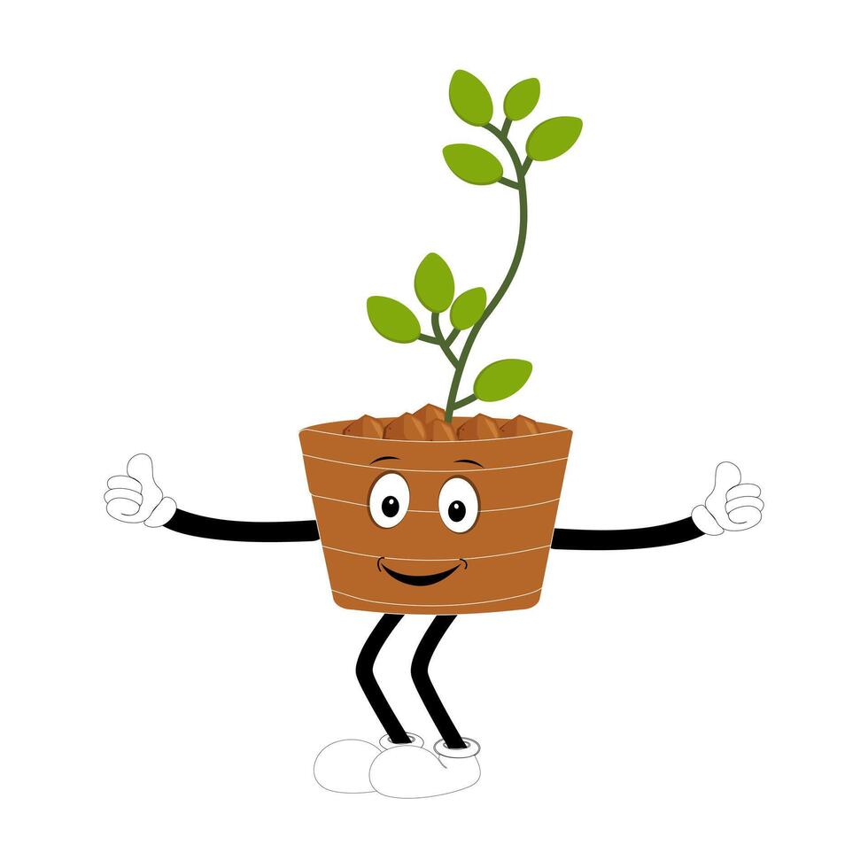 Modern Flat Style Plant Mascot Organic Vibes vector