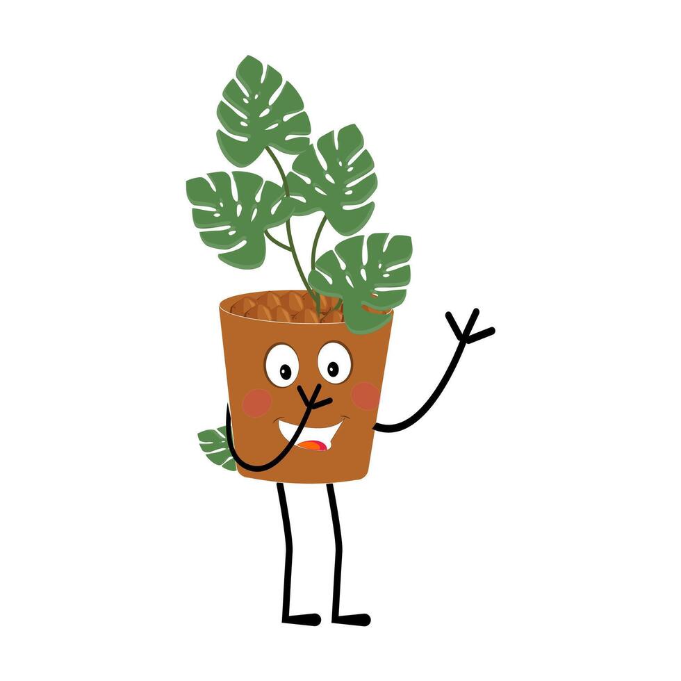 Simple Botanical Mascot Green Plant in Pot Design vector