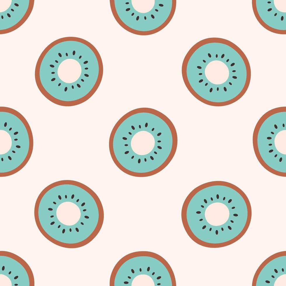 Seamless pattern with cute kiwi slices. Design for banner, wallpaper, textile, wrapping paper, background, cards. vector