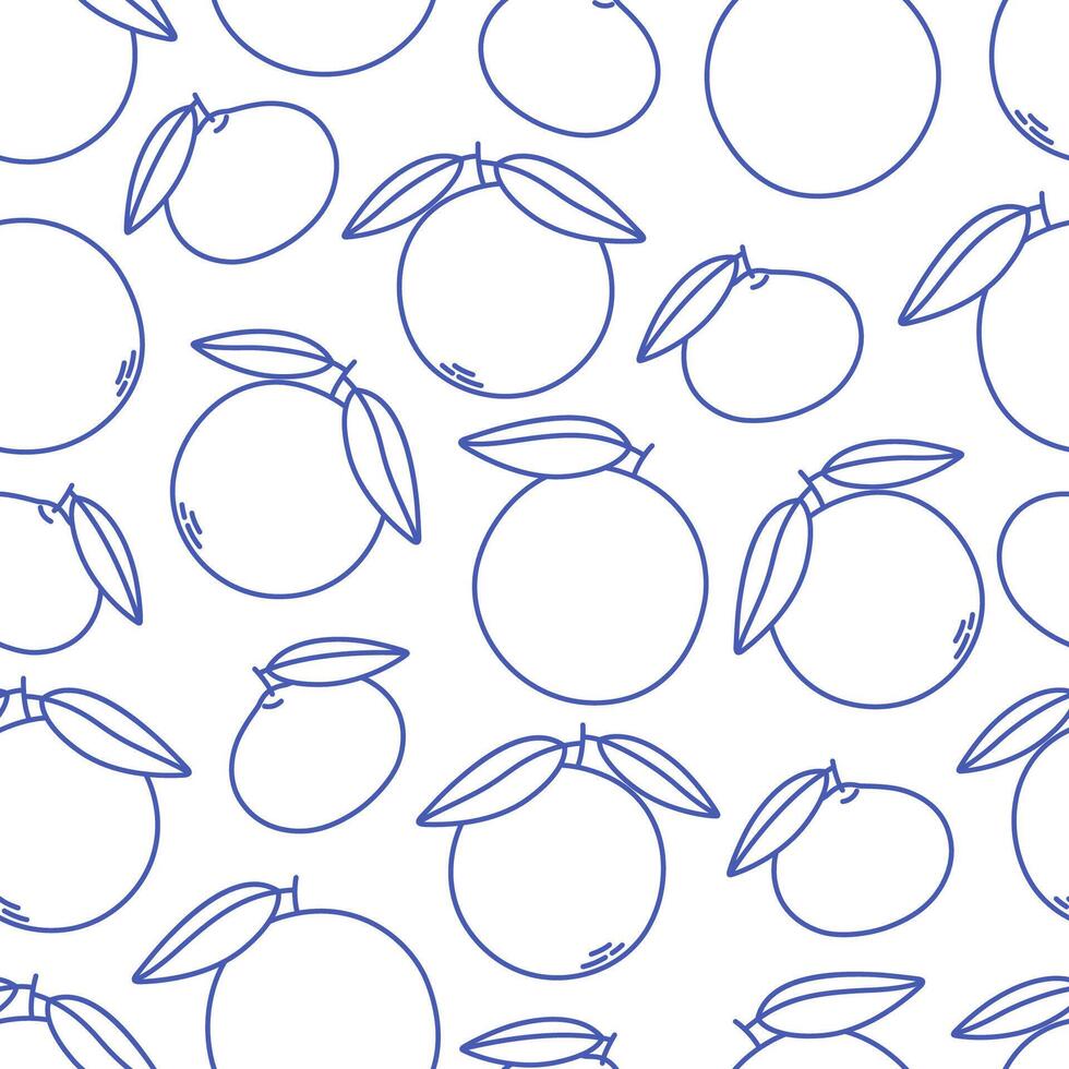 Seamless pattern with cute outline oranges and tangerines. Doodle fruits print for banner, wallpaper, textile, wrapping paper, background, cards vector