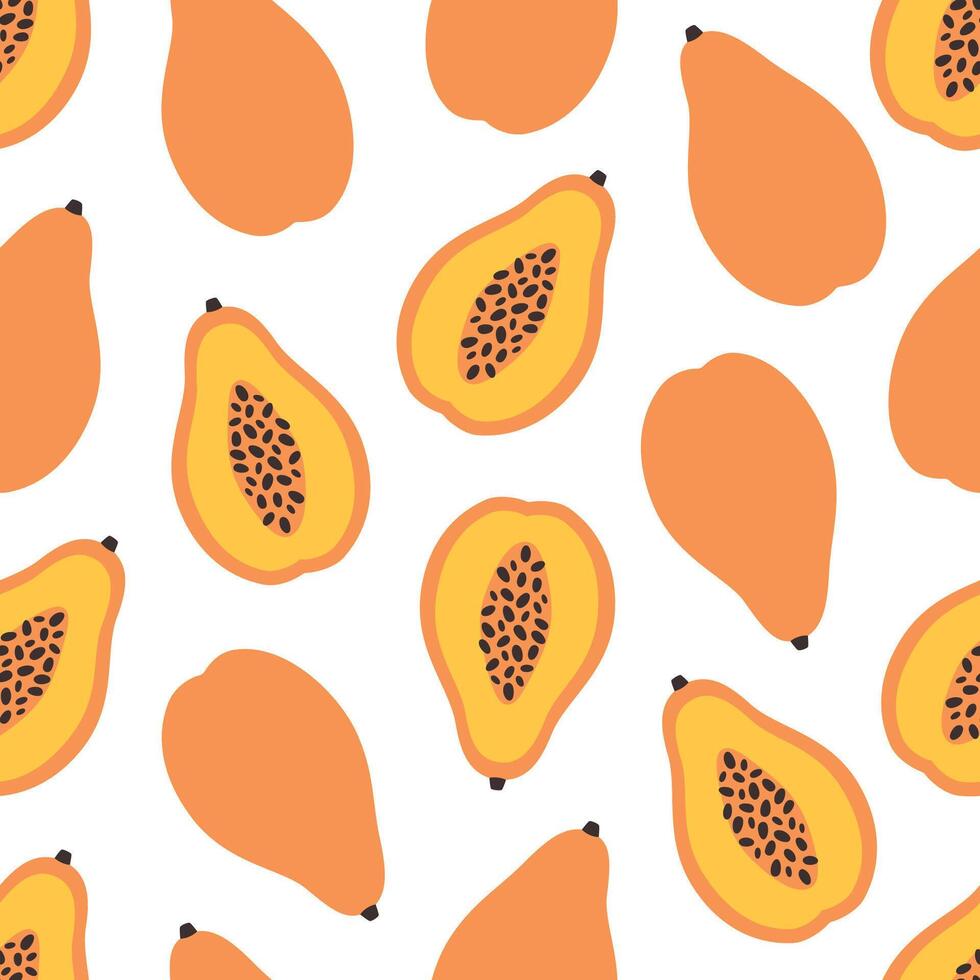 Seamless pattern with cute papaya. Fruits design for banner, wallpaper, textile, wrapping paper, background, cards. vector