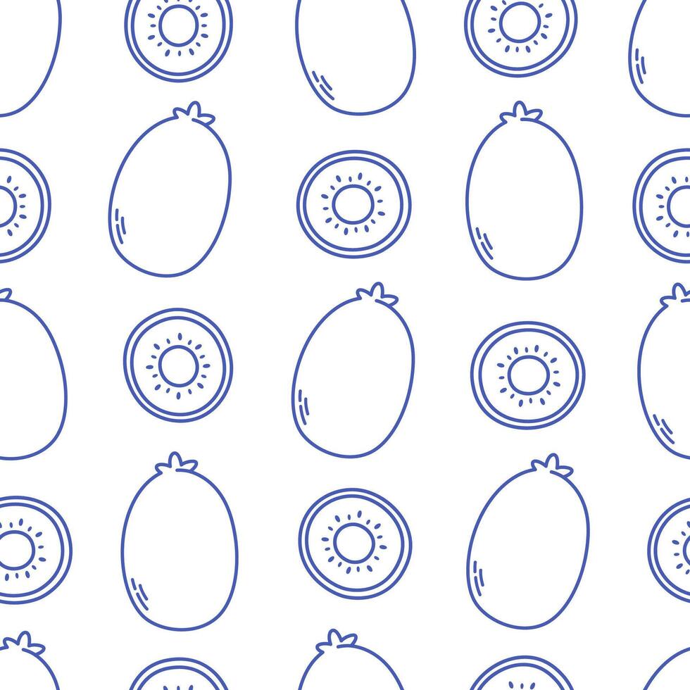 Seamless pattern with cute outline kiwi. Doodle fruits print for banner, wallpaper, textile, wrapping paper, background, cards vector