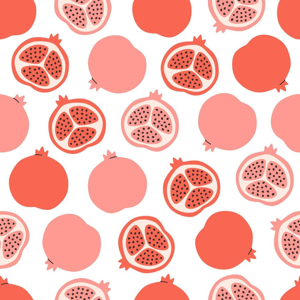 Seamless pattern with cute pomegranate. Design for banner, wallpaper, textile, wrapping paper, background, cards. vector