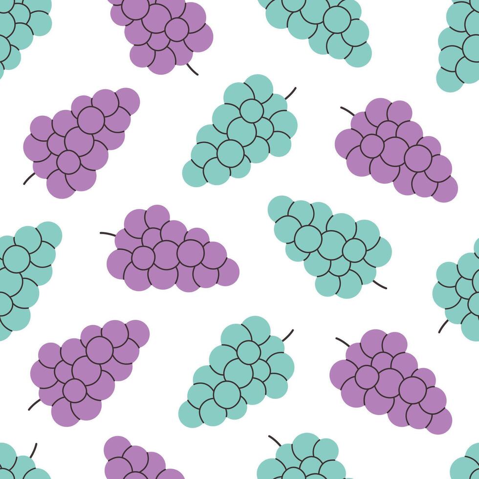 Seamless pattern with cute grape. Design for banner, wallpaper, textile, wrapping paper, background, cards. vector